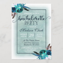 Aqua & Navy Blue Junggeselinnen-Abschied Einladung