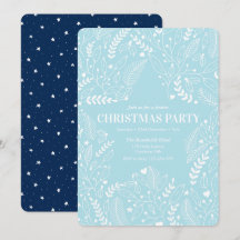 Aqua Navy Stars Weihnachtsfeier Party Einladung