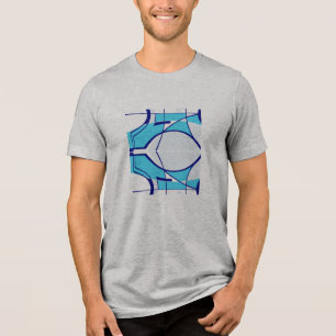 Aqua Navy Swirling MCM Look Art Geometrie Abstrakt Tri-Blend Shirt