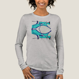 Aqua-Navy-Wirbel-MCM-Look-Geometrisches-Abstraktes Tri-Blend Shirt