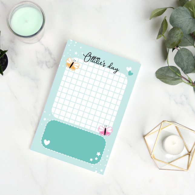 Aqua Niedlich Hearts Stars Schmetterlinge Name hin Post-it Klebezettel (Von Creator hochgeladen)