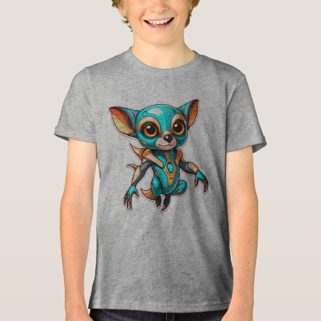 Aqua Niedlich Tri-Blend Shirt (Vorderseite)