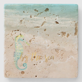 Aqua Ocean Beach Vibes Seepferd Steinuntersetzer