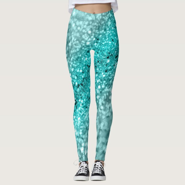 Aqua Ocean Bokeh Glitzer #1 (Imitate Glitzer) #dec Leggings (Vorderseite)