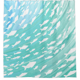 Aqua Ocean Fish Beachy Muster Duschvorhang