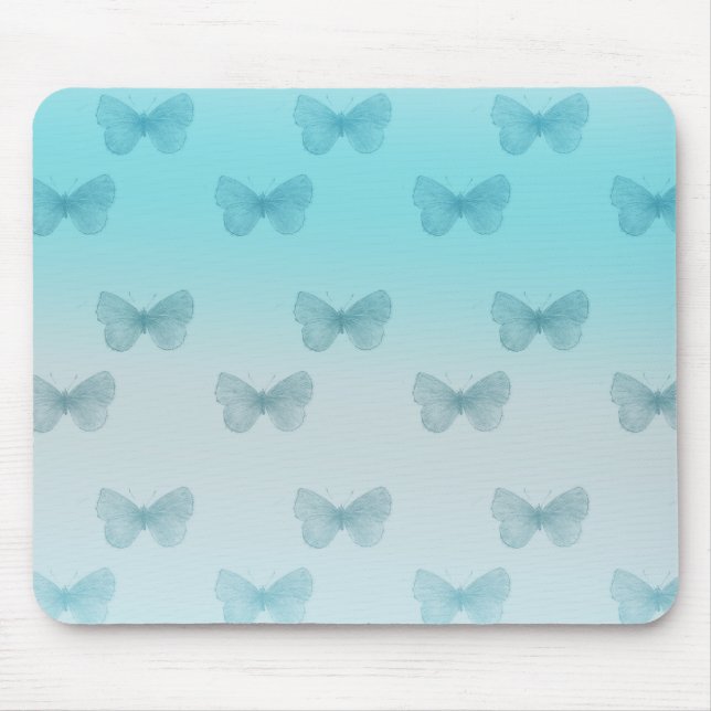 Aqua Ombre Butterflies Mousepad (Vorne)