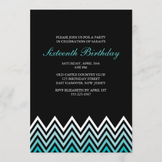 Aqua Ombre Chevrons Geburtstag Einladung