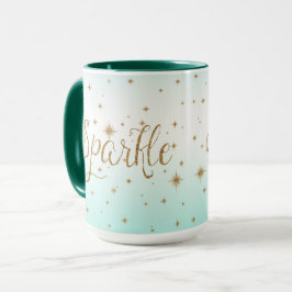 Aqua Ombre Gold Glitzern Tasse
