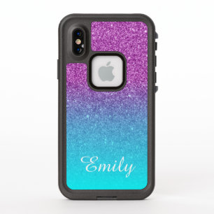 Aqua Ombre Lila Glitter Personalisiert