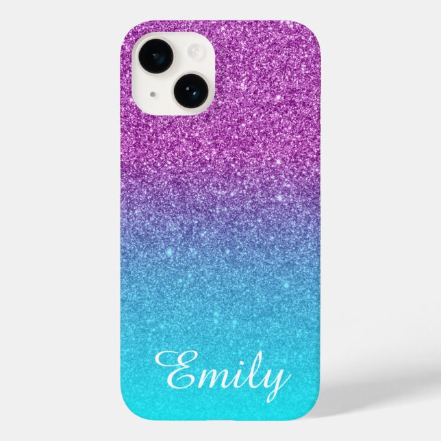 Aqua Ombre Lila Glitzer Personalisiert title_seo2 (Rückseite)