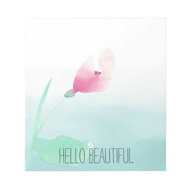 Aqua Ombre Pink Blume Notizblock (Vorderseite)