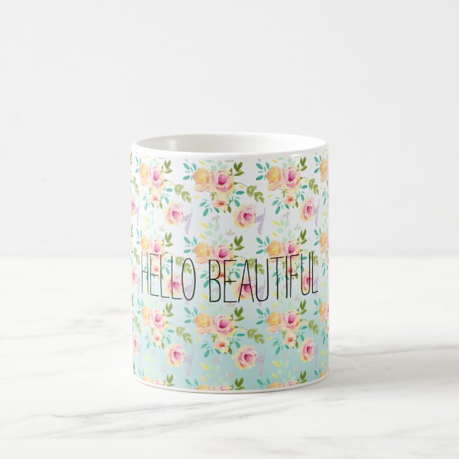 Aqua Ombre Rosa Gelbe Flora Kaffeetasse (Mittel)