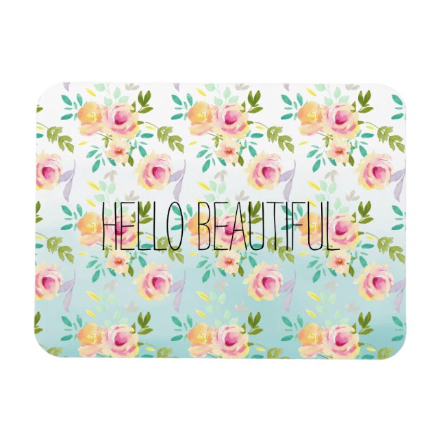 Aqua Ombre Rosa Gelbe Flora Magnet (Horizontal)