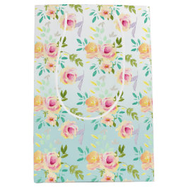 Aqua Ombre Rosa Gelbe Flora Mittlere Geschenktüte