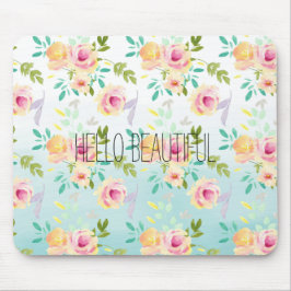 Aqua Ombre Rosa Gelbe Flora Mousepad