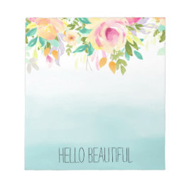 Aqua Ombre Rosa Gelbe Flora Notizblock