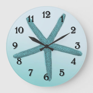 Aqua Ombre Seestern Große Wanduhr
