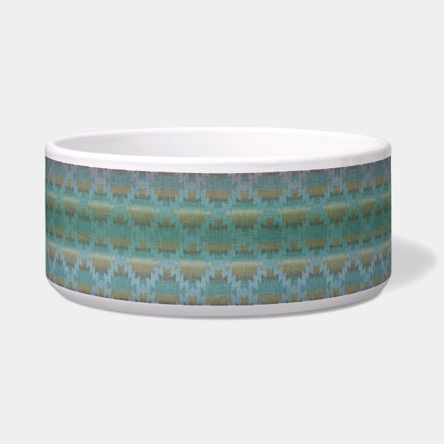 Aqua Ombre, Südwestmuster, Keramik Pet Bowl Napf (Vorderseite)