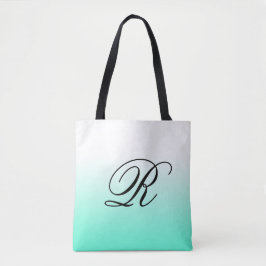 Aqua Ombre über jede Farbe mit Monogramm Tasche