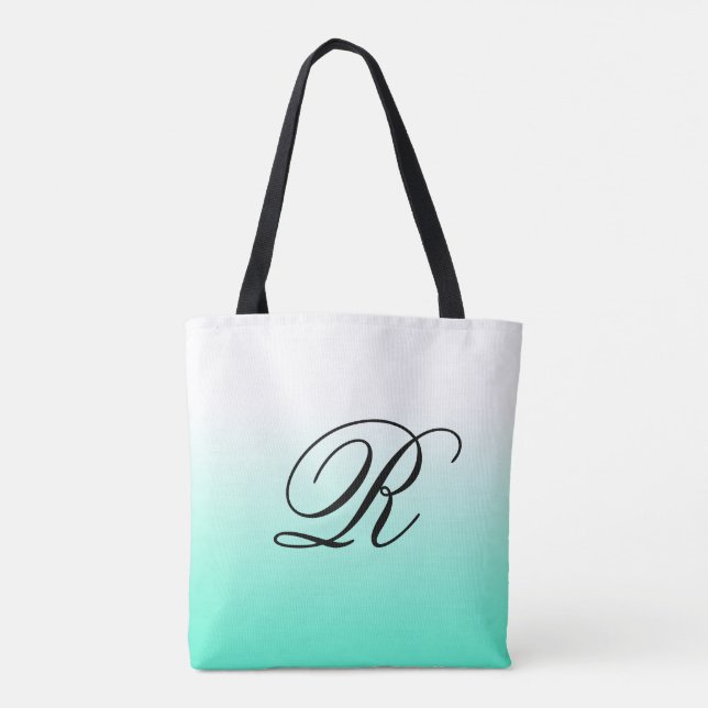 Aqua Ombre über jede Farbe mit Monogramm Tasche (Rückseite)