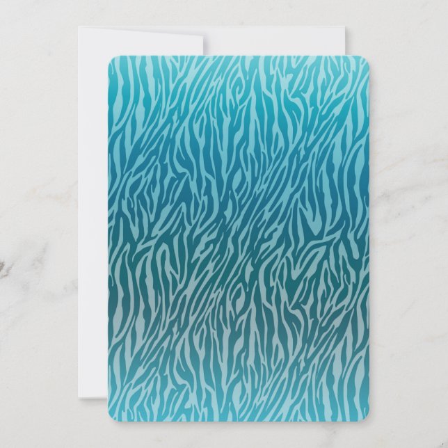 Aqua Ombre Zebra Print Baby Dusche Einladung (Vorderseite)