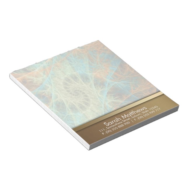 Aqua Orange Fraktal Swirl Notepad Notizblock (angewinkelt)