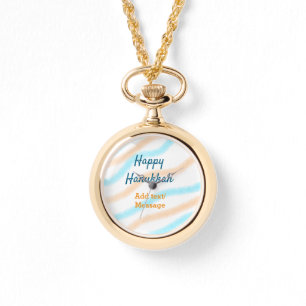 Aqua orange glückliche Hanukkah hinzufügen Name Te Armbanduhr