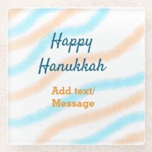 Aqua orange glückliche Hanukkah hinzufügen Name Te Glasuntersetzer