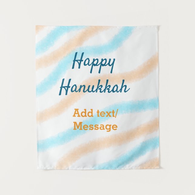 Aqua orange glückliche Hanukkah hinzufügen Name Te Wandteppich (Vorderseite)