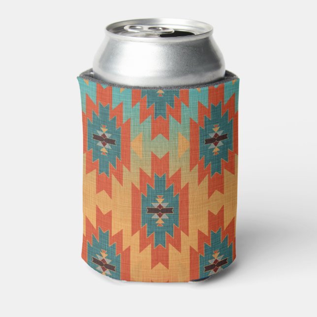 Aqua, Orange Ombre Southwestern Style Can Cooler Dosenkühler (Kanne Rückseite)