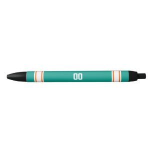 Aqua-, Orange u. weißesfußball-Team personalisie Kugelschreiber