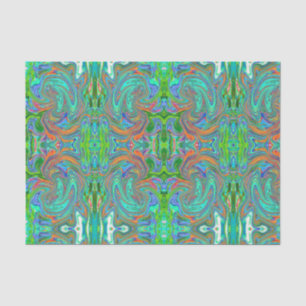 Aqua, Orange und Grüne Groovy Abstrakt Retro Art Seidenpapier