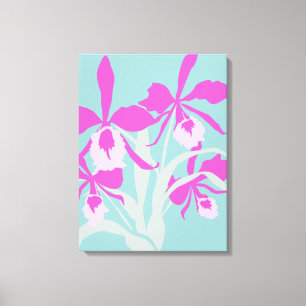 Aqua-Orchideendruck der grafischen modernen Blume Leinwanddruck