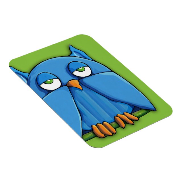 Aqua Owl Green Premium Magnet (Rechte Seite)