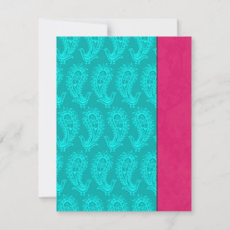 Aqua Paisley Pfauen Indische Hochzeit RSVP Karte