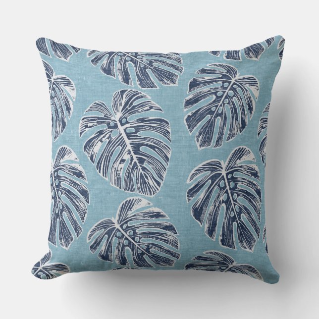 Aqua Palm Blätter wirbelkissen Kissen (Vorderseite)