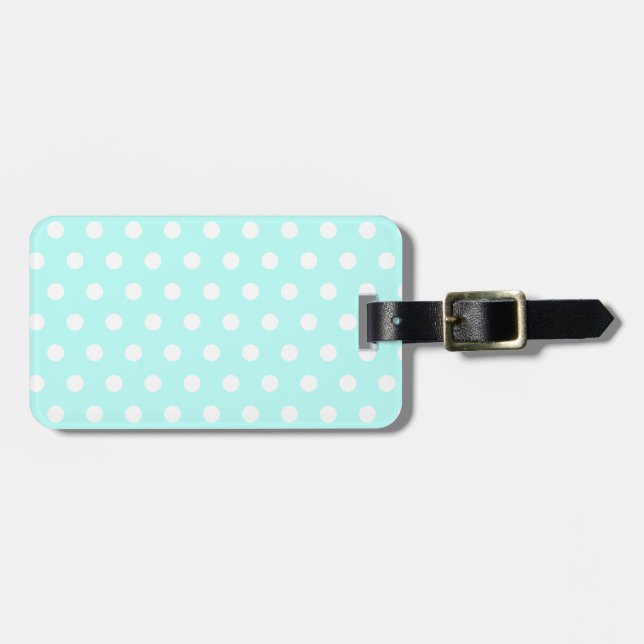 Aqua Pastel Polka Dot Gepäckanhänger (Vorderseite horizontal)