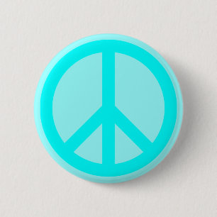Aqua Peace Symbol Button