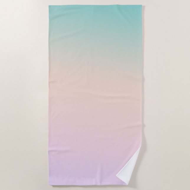 Aqua Peach Lila Pink Gefärbte Krawatte Ombre Strandtuch (Vorderseite)