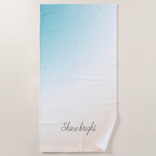 Aqua Peach White Ombre Strandtuch (Vorderseite)