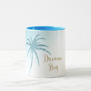  Aqua Peach White Palm Tree Gold Dream           Tasse