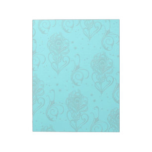 Aqua Peacock Feathers Notizblock