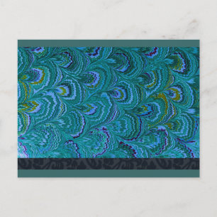 Aqua Peacock Feathers UAWG Einladungspostkarte