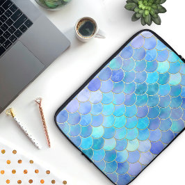 Aqua Pearlescent & Gold Mermaid Scanner Muster Laptopschutzhülle
