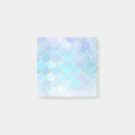 Aqua Pearlescent & Gold Mermaid Scanner Muster Post-it Klebezettel