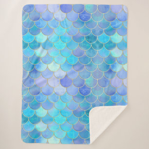 Aqua Pearlescent & Gold Mermaid Scanner Muster Sherpadecke