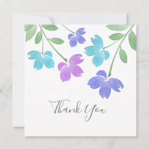 Aqua, Periwinkle Wasserfarbe Blume Stiems Dankeskarte