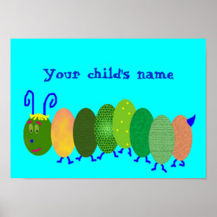 Aqua Personalized Caterpillar Poster