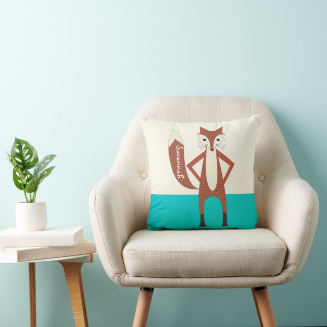 Aqua Personnalisé Stylisé Fox Coussin (Chaise)
