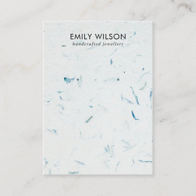 AQUA PETAL HANDMADE PAPIER STUD EARRING DISPLAY VISITENKARTE (Vorderseite)